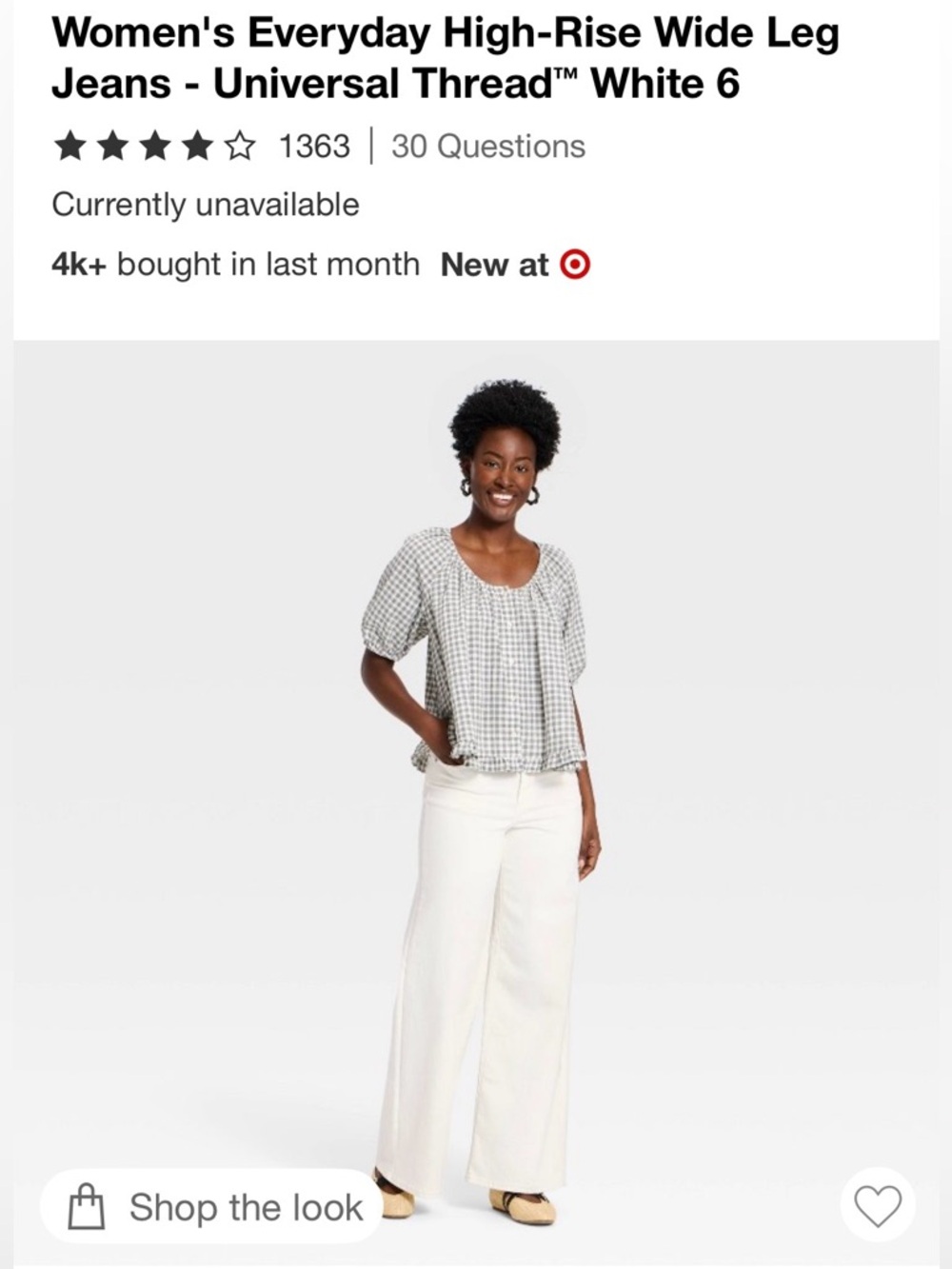 Universal Thread Women's White High-Rise Wide Leg Jeans